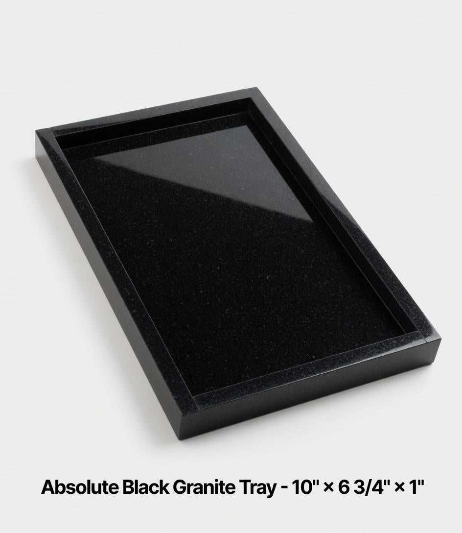 Handmade Absolute Black Granite Tray, Housewarming Gift 10"×6 3/4" height 1"