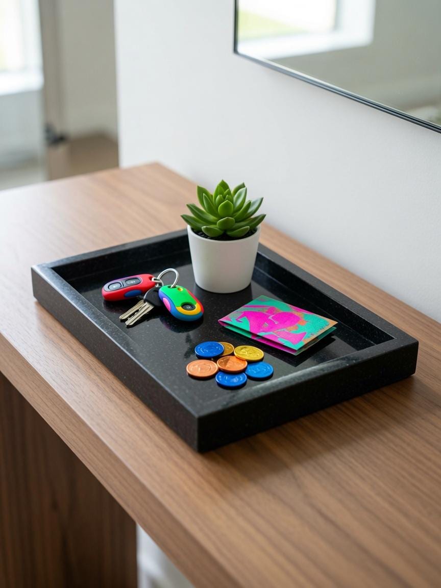 Handmade Absolute Black Granite Tray, Housewarming Gift 10"×6 3/4" height 1"