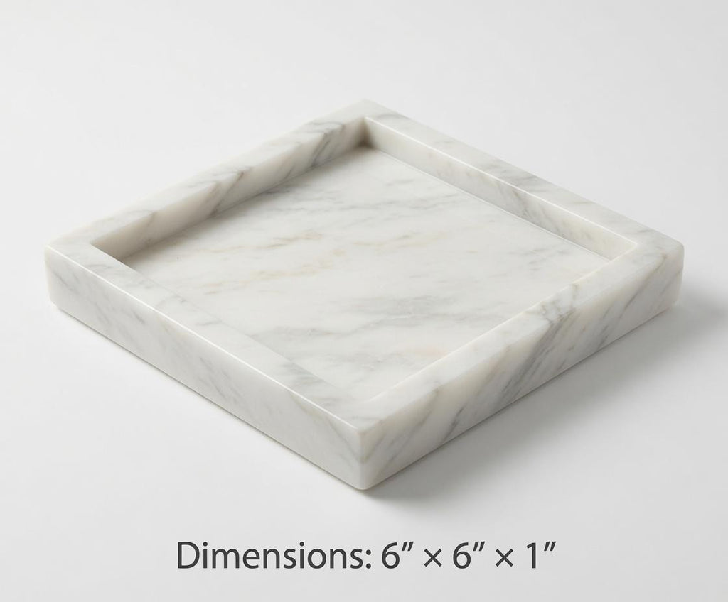 Handmade Bianco Orion Tray 6" × 6" height 1", perfect for your nightstand, bathroom, or change tray beautiful decor