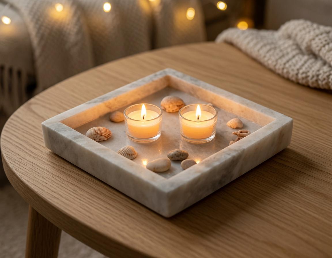Handmade Bianco Orion Tray 6" × 6" height 1", perfect for your nightstand, bathroom, or change tray beautiful decor