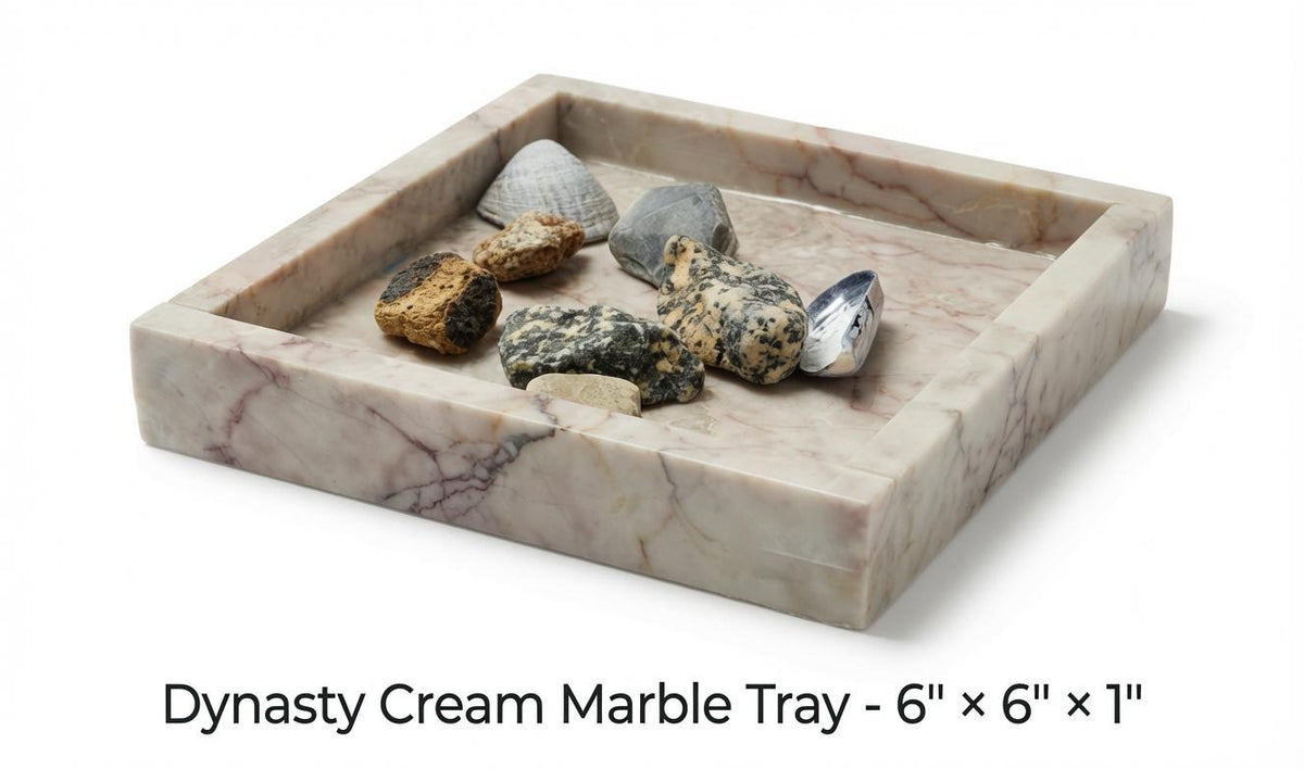 Dynasty Cream Marble Tray in your choice of sizes up to 6"×6" , perfect for your nightstand, bathroom, or table decor beautiful decor.