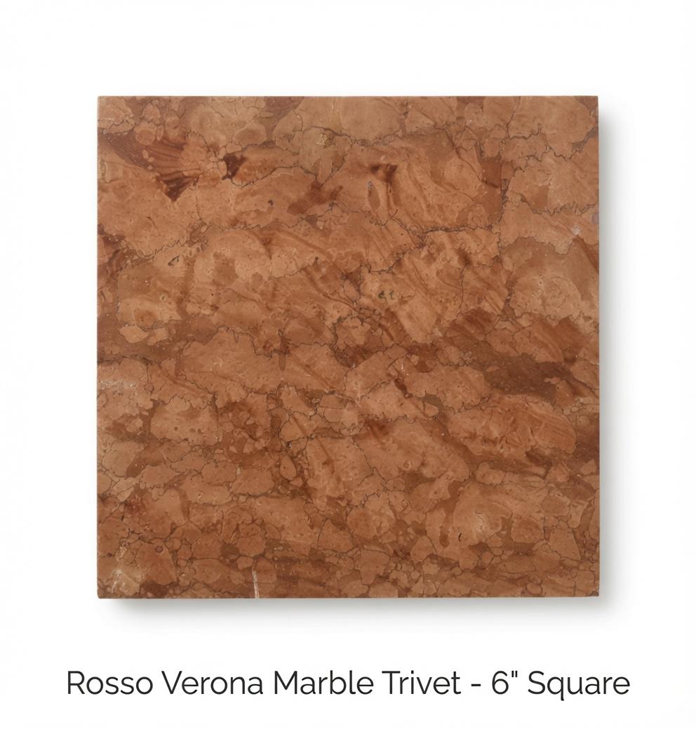 Rosso Verona Marble Trivets,  Hot plate. Perfect to protect your table from hot pots 6" circle, square, or hexagon. Free Shipping