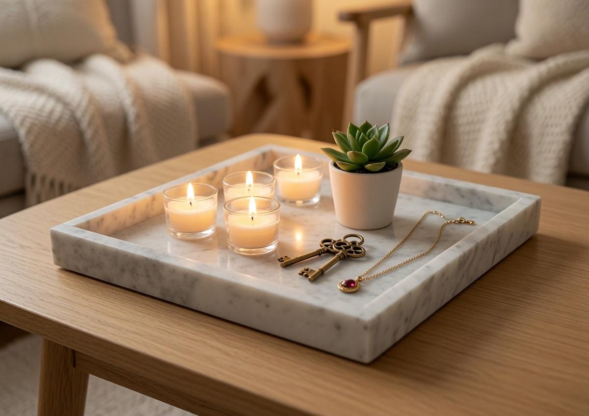 Handmade Bianco Carrara Marble Tray, Table Centerpiece