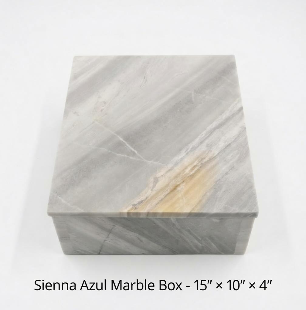 Handmade Sienna Azul Marble extra large box 15"×10" × height 4" an elegant large storage box beautiful addition Free Shipping