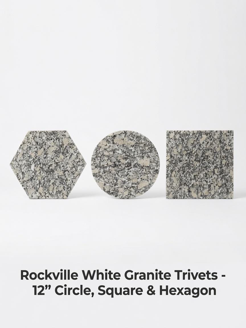 Rockville White Granite Trivets,  Hot plate. Perfect to protect your table from hot pots 12" circle, square, or hexagon. Free Shipping