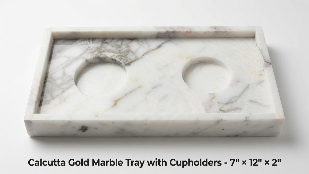 Handmade Marble/ Granite Tray With cupholders cut into the stone 7" × 12" height 2", available in a variety of stone colors FREE SHIPPING