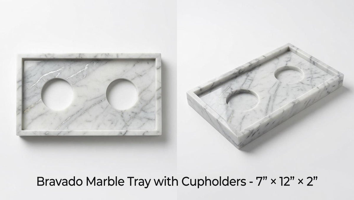 Handmade Marble/ Granite Tray With cupholders cut into the stone 7" × 12" height 2", available in a variety of stone colors FREE SHIPPING