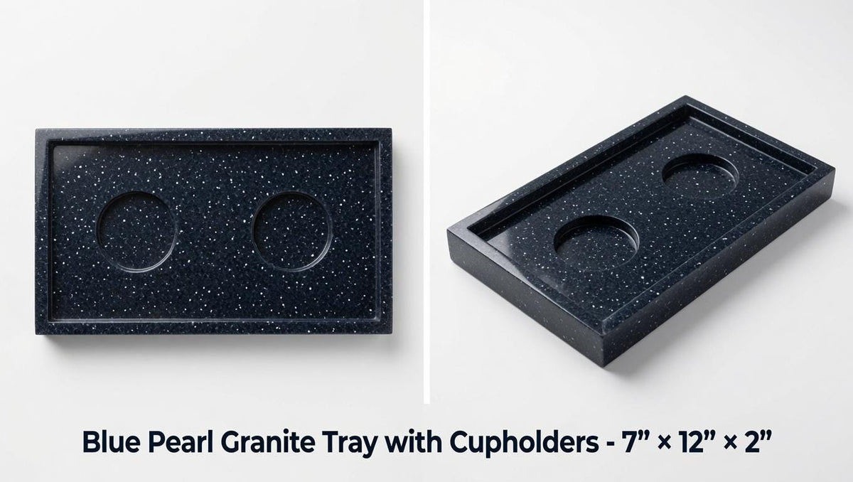 Handmade Marble/ Granite Tray With cupholders cut into the stone 7" × 12" height 2", available in a variety of stone colors FREE SHIPPING