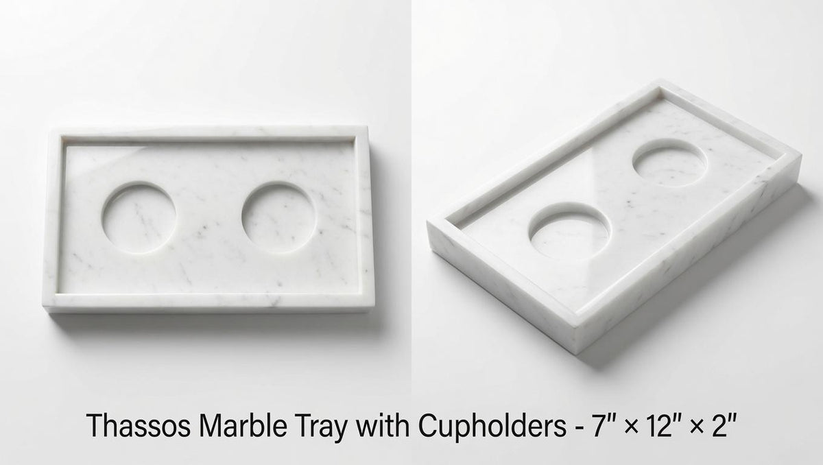Handmade Marble/ Granite Tray With cupholders cut into the stone 7" × 12" height 2", available in a variety of stone colors FREE SHIPPING