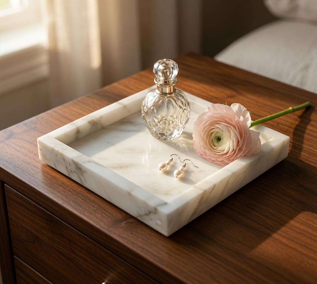 Handmade Calacatta Gold Marble Tray 6" × 6" height 1", perfect for your nightstand, bathroom, or I use them as trinket tray. Free Shipping