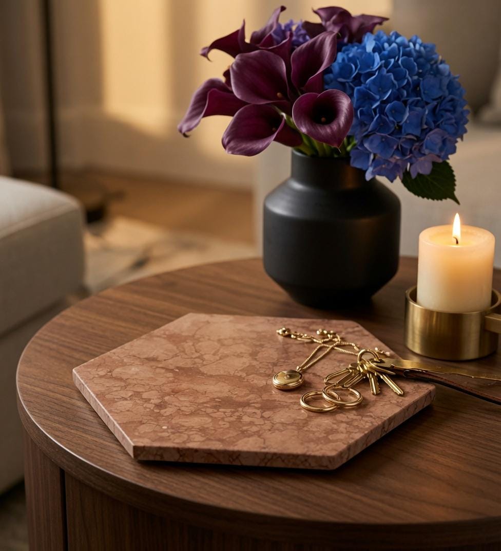 Rosso Verona Marble Trivet, Italian Hot Plate, Circle Square Hexagon, 9 Inch beautiful elegant marble