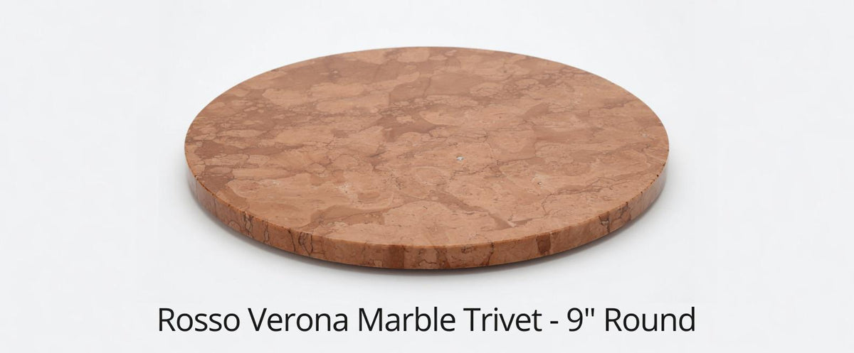 Rosso Verona Marble Trivet, Italian Hot Plate, Circle Square Hexagon, 9 Inch beautiful elegant marble