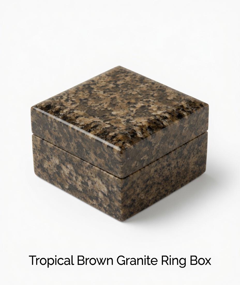 Tropical Brown Granite Ring Box a beautiful box perfect for a proposal or display a perfect keepsake that will be treasure forever