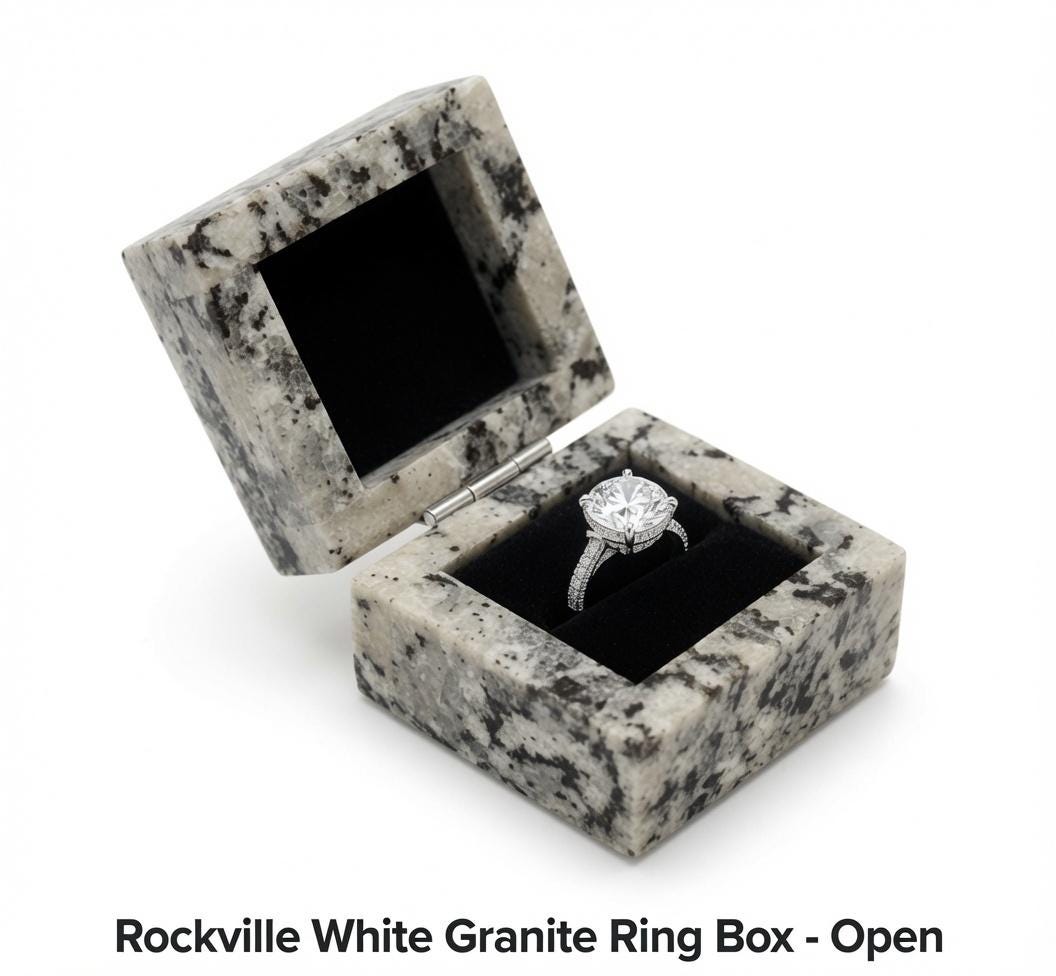 Rockville White Granite Ring Box a beautiful box perfect for a proposal or display a perfect keepsake that will be treasure forever