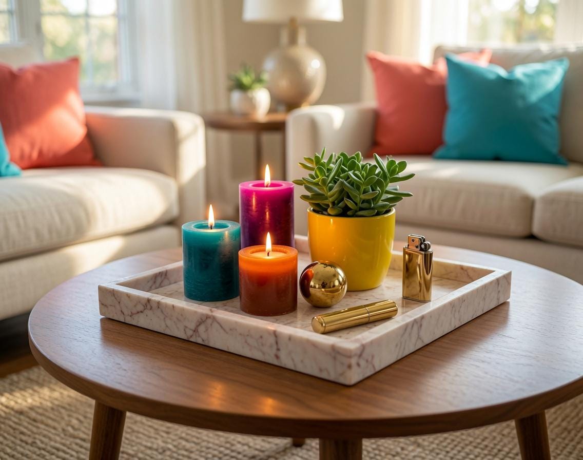 Coral Notte Pink Marble Tray 10" × 10" height 1", perfect for your centerpiece or beautiful decor. Free Shipping to USA
