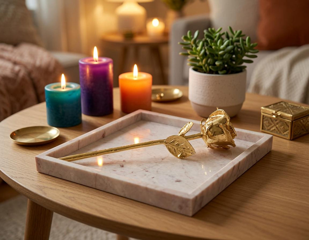 Coral Notte Pink Tray, 12x12 Centerpiece Decor