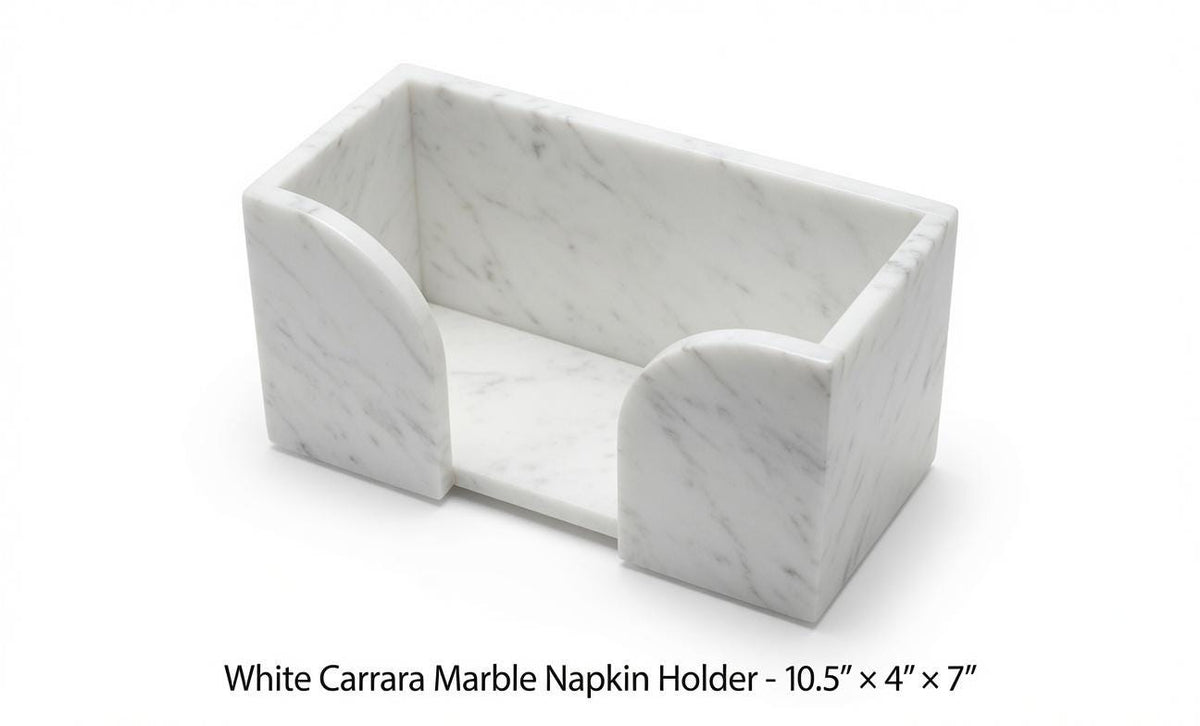 White Carrara Marble Napkin Holder 10 1/2"×4" height 7" holds folded napkins 9 1/2"×3" perfectly FREE SHIPPING