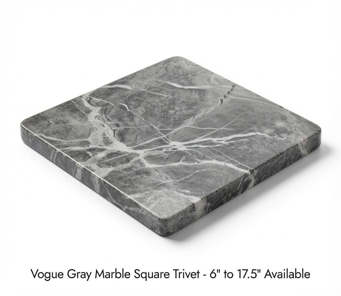 Vogue Gray Marble  Handmade Tray/Trivet Available in various shapes and sizes 6" to 17 1/2" perfect centerpiece Free Shipping