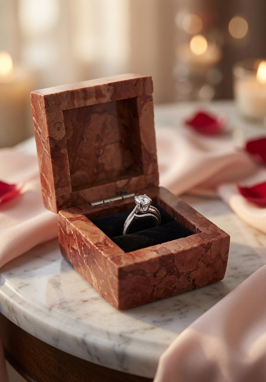 Rosso Verona Ring Box a beautiful box perfect for a proposal or display FREE SHIPPING a perfect keepsake that will be treasure forever