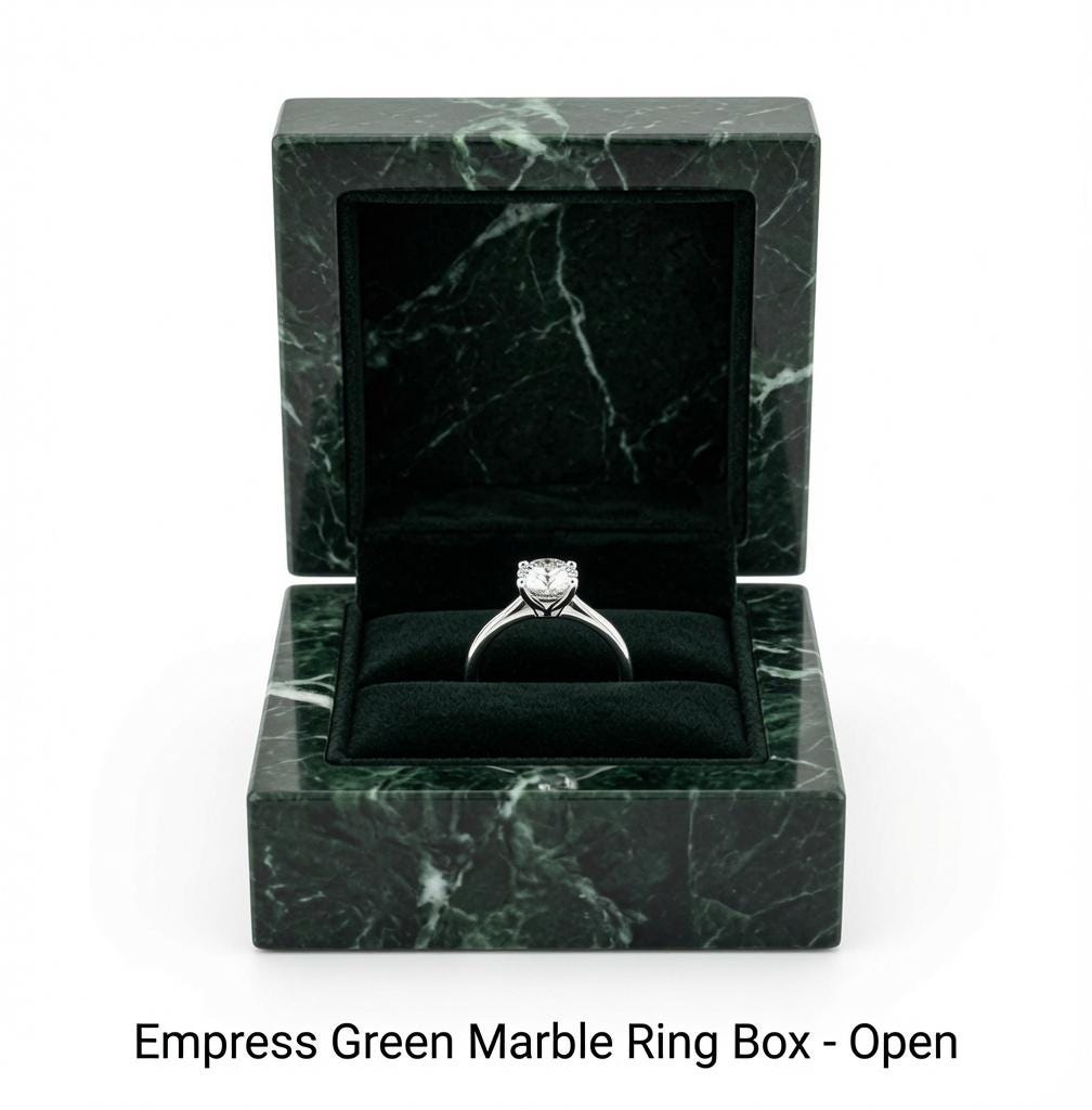 Empress Green Marble Ring Box a beautiful box perfect for a proposal or display a perfect keepsake that will be treasured FREE SHIPPING