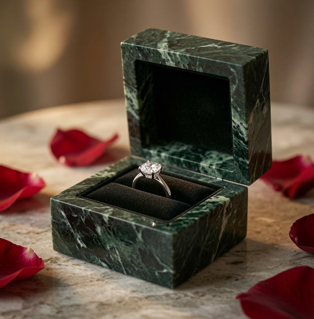 Empress Green Marble Ring Box a beautiful box perfect for a proposal or display a perfect keepsake that will be treasured FREE SHIPPING