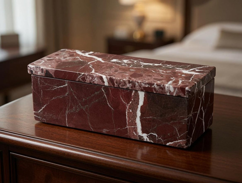 Rosso Levanto Red Marble Pill box marble box 7"×2 1/4" height 2 3/8" box with weakly pill organizer FREE SHIPPING