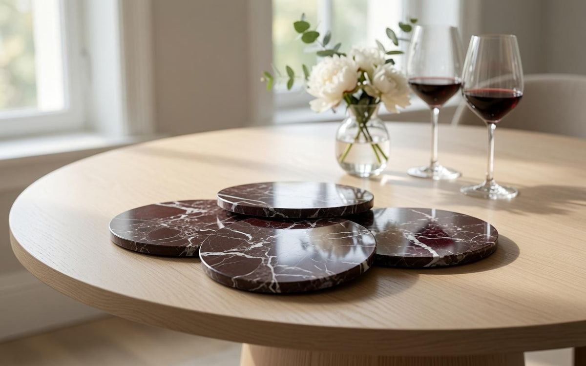 Rosso Levanto Red Marble Trivet,  Hot plate. Perfect to protect your table from hot pans 9" available in 3 shapes. circle, square, hexagon.