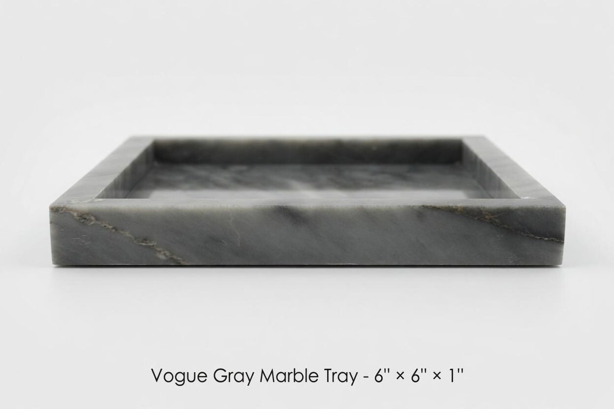 Handmade Vogue Gray Marble Tray 6" × 6" height 1", perfect for your nightstand, bathroom, or I use them as trinket tray.