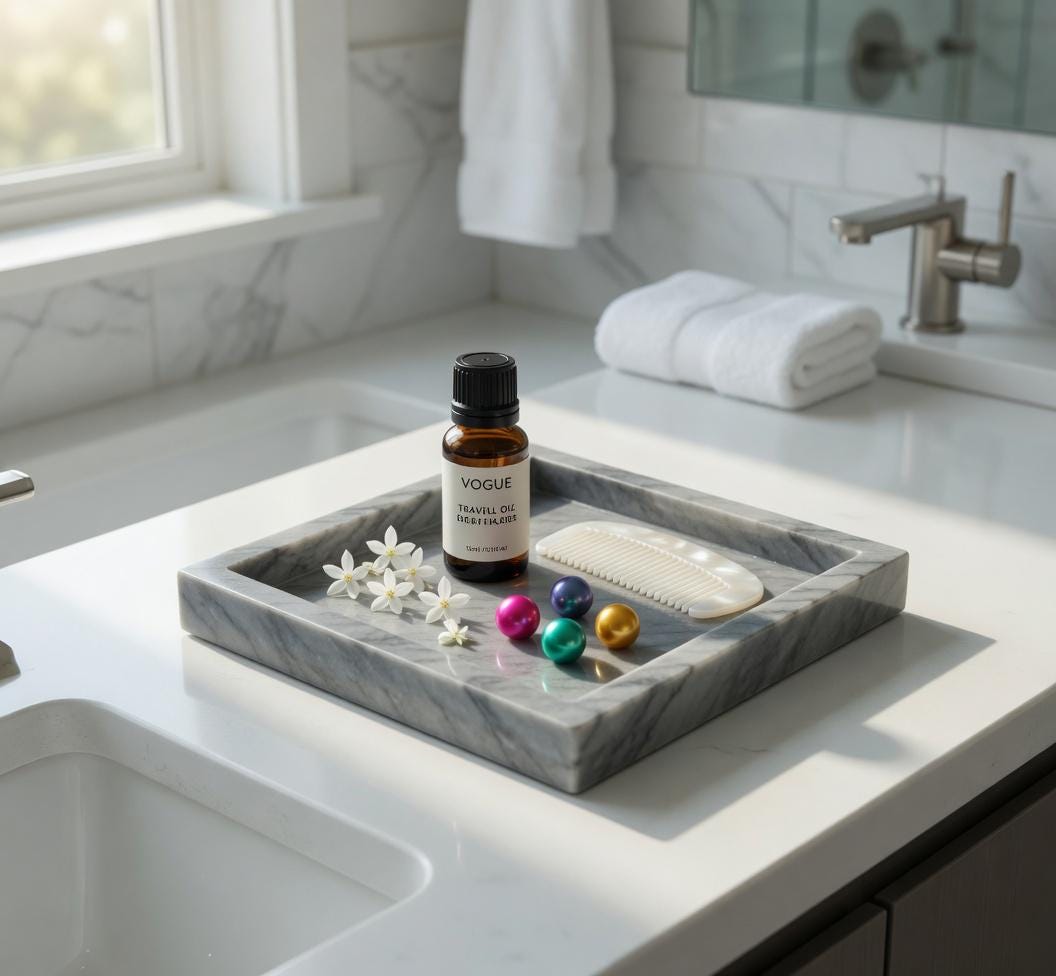 Handmade Vogue Gray Marble Tray 6" × 6" height 1", perfect for your nightstand, bathroom, or I use them as trinket tray.