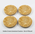 Handmade Golden Cream Limestone Coasters, Set of 4