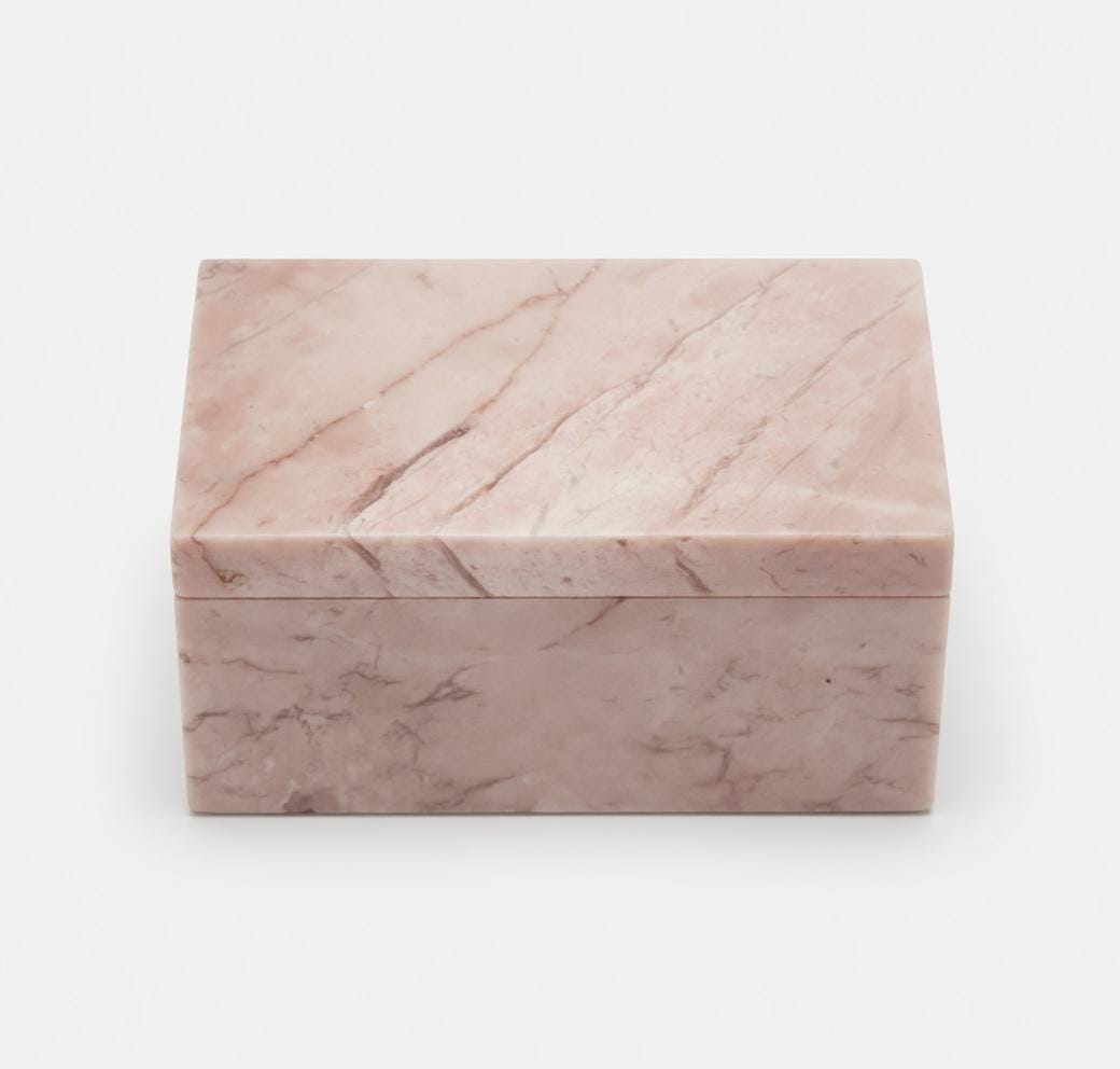 Coral Notte Marble Double Ring Box, Engagement Ring Keepsake