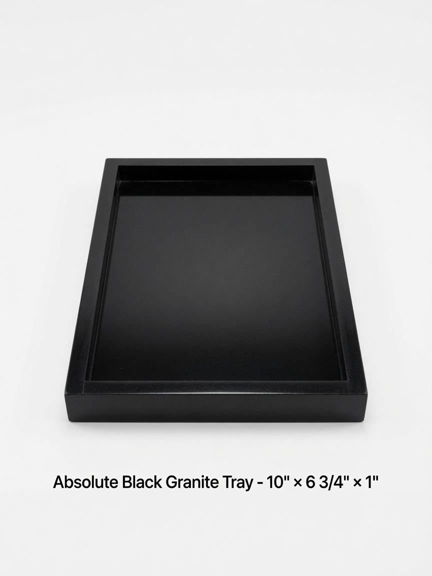 Handmade Absolute Black Granite Tray, Housewarming Gift 10"×6 3/4" height 1"