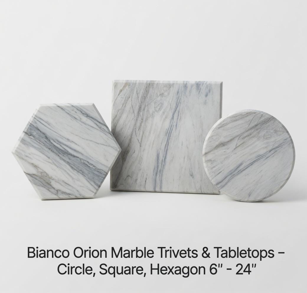 Bianco Orion Large Marble Trivets / Tabletops / Decorative Marble Pieces in many shapes and sizes