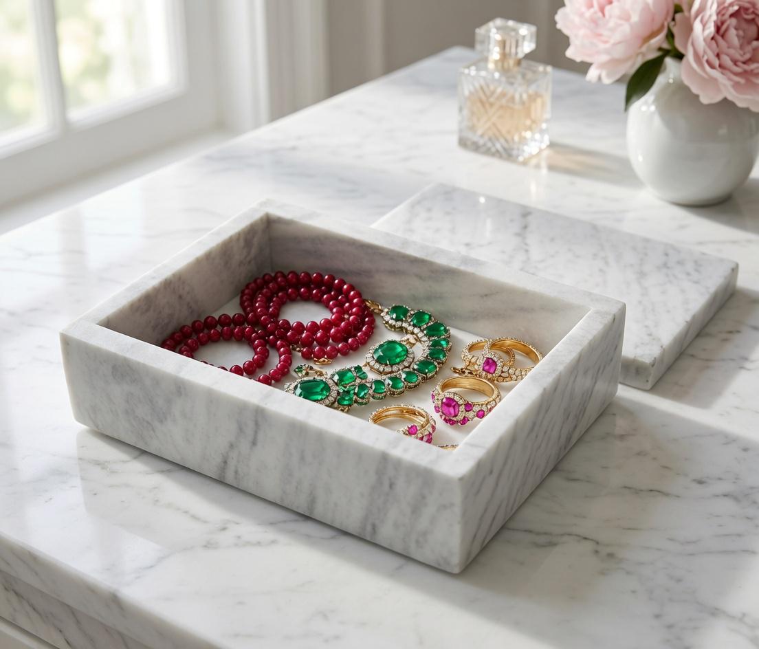 Handmade Bianco Orion Marble Box 8"×5" height 2 1/2" Am elegance unrivaled for your precious items Free Shipping
