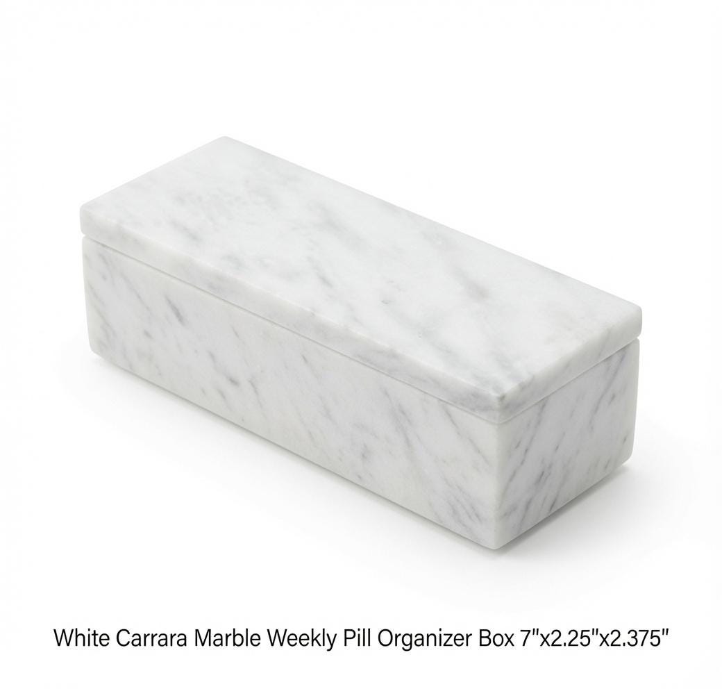 Marble Box weekly pill organizer box 7"×2 1/4" height 2 3/8" available in a variety of stone types with weakly pill organizer FREE SHIPPING