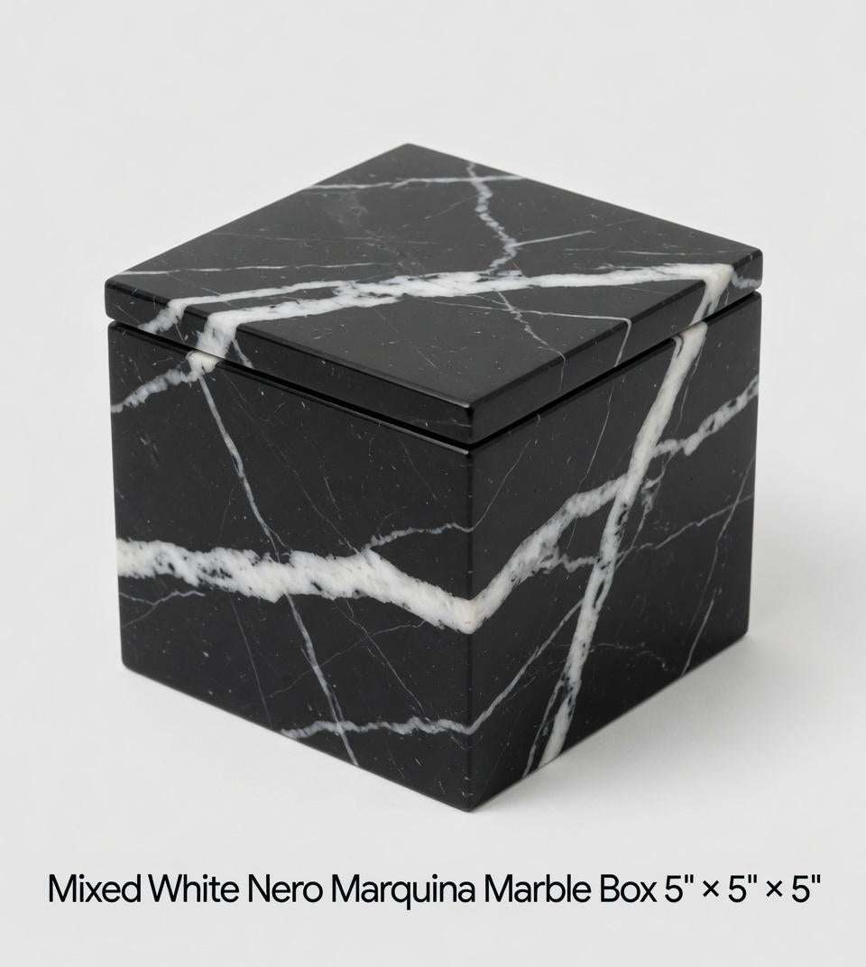 Handmade Marble Box 5"×5"×5" in a variety of stones polished inside and out free shipping