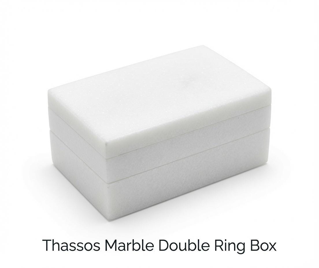 Thassos Marble Double Ring Box a beautiful box perfect for a proposal or display a perfect keepsake that will be treasure forever