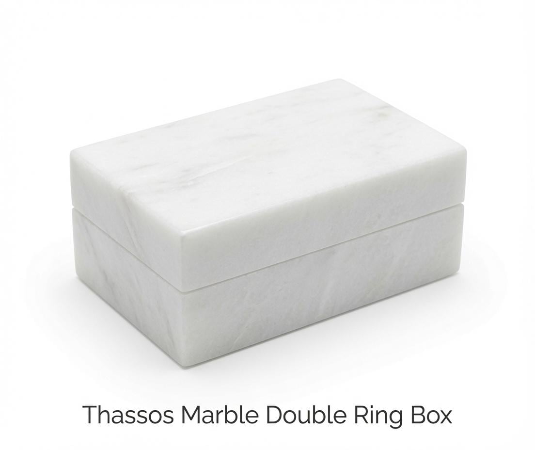 Thassos Marble Double Ring Box a beautiful box perfect for a proposal or display a perfect keepsake that will be treasure forever