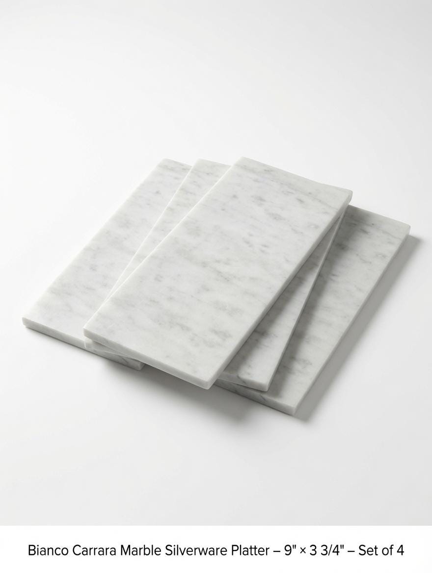 Bianco Carrara Marble Silverware Platter(4) for your Silverware and elegant dinner service beautiful pieces for your flatware FREE SHIPPING