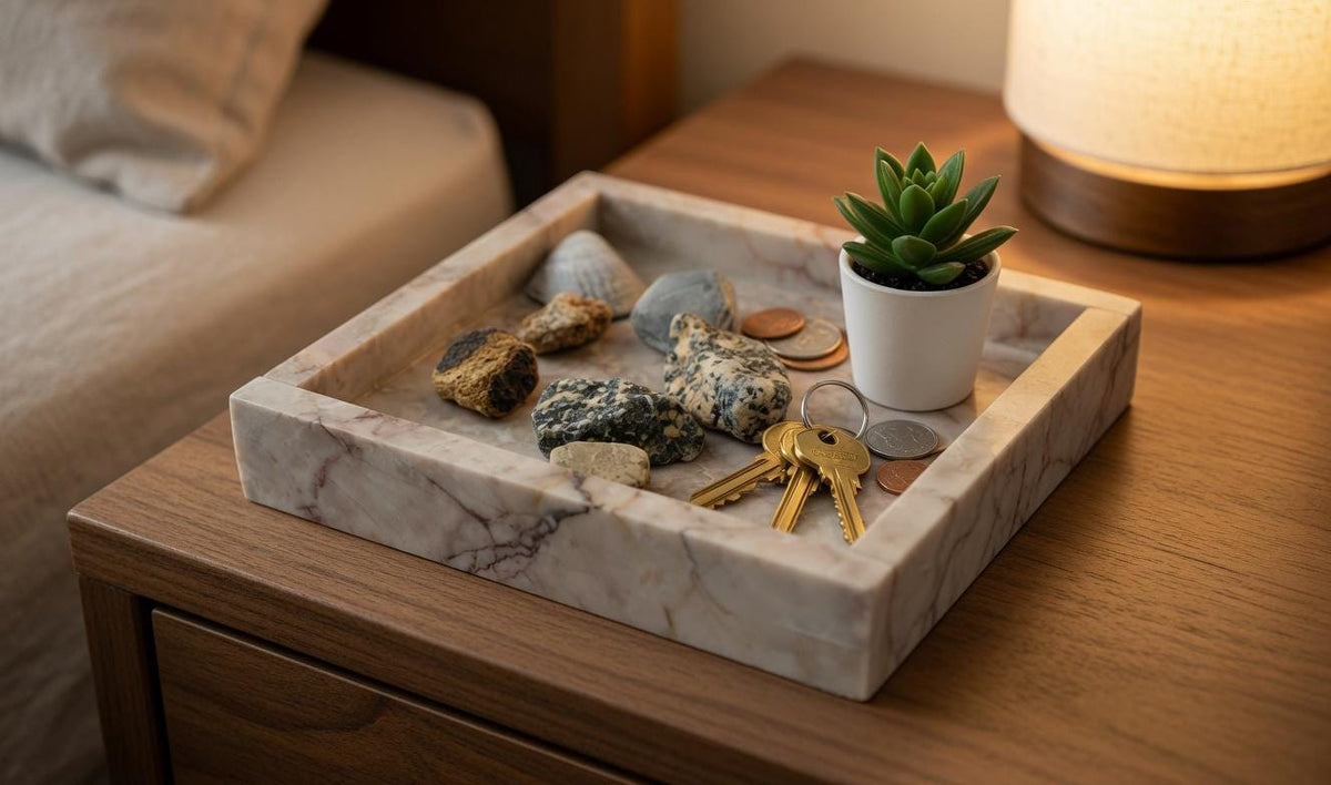 Dynasty Cream Marble Tray in your choice of sizes up to 6"×6" , perfect for your nightstand, bathroom, or table decor beautiful decor.