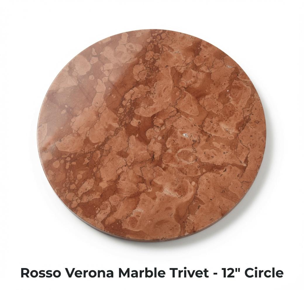Rosso Verona Marble Trivets,  Hot plate. Perfect to protect your table from hot pots 12" circle, square, or hexagon. Free Shipping