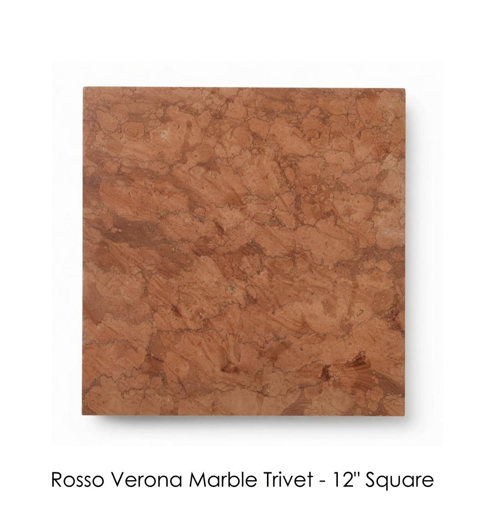 Rosso Verona Marble Trivets,  Hot plate. Perfect to protect your table from hot pots 12" circle, square, or hexagon. Free Shipping