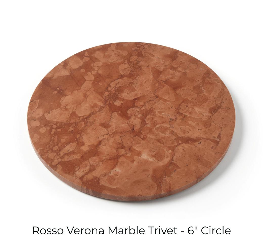 Rosso Verona Marble Trivets,  Hot plate. Perfect to protect your table from hot pots 6" circle, square, or hexagon. Free Shipping