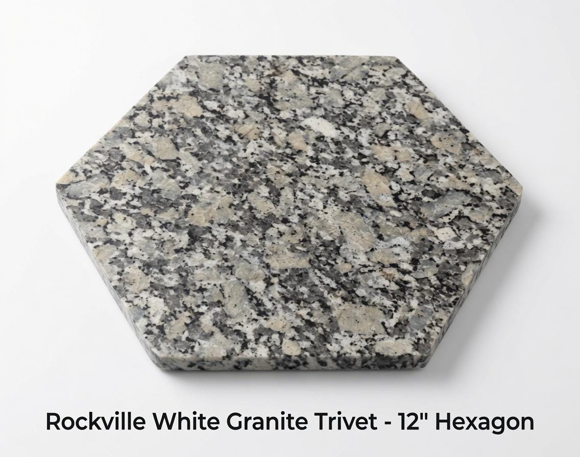 Rockville White Granite Trivets,  Hot plate. Perfect to protect your table from hot pots 12" circle, square, or hexagon. Free Shipping