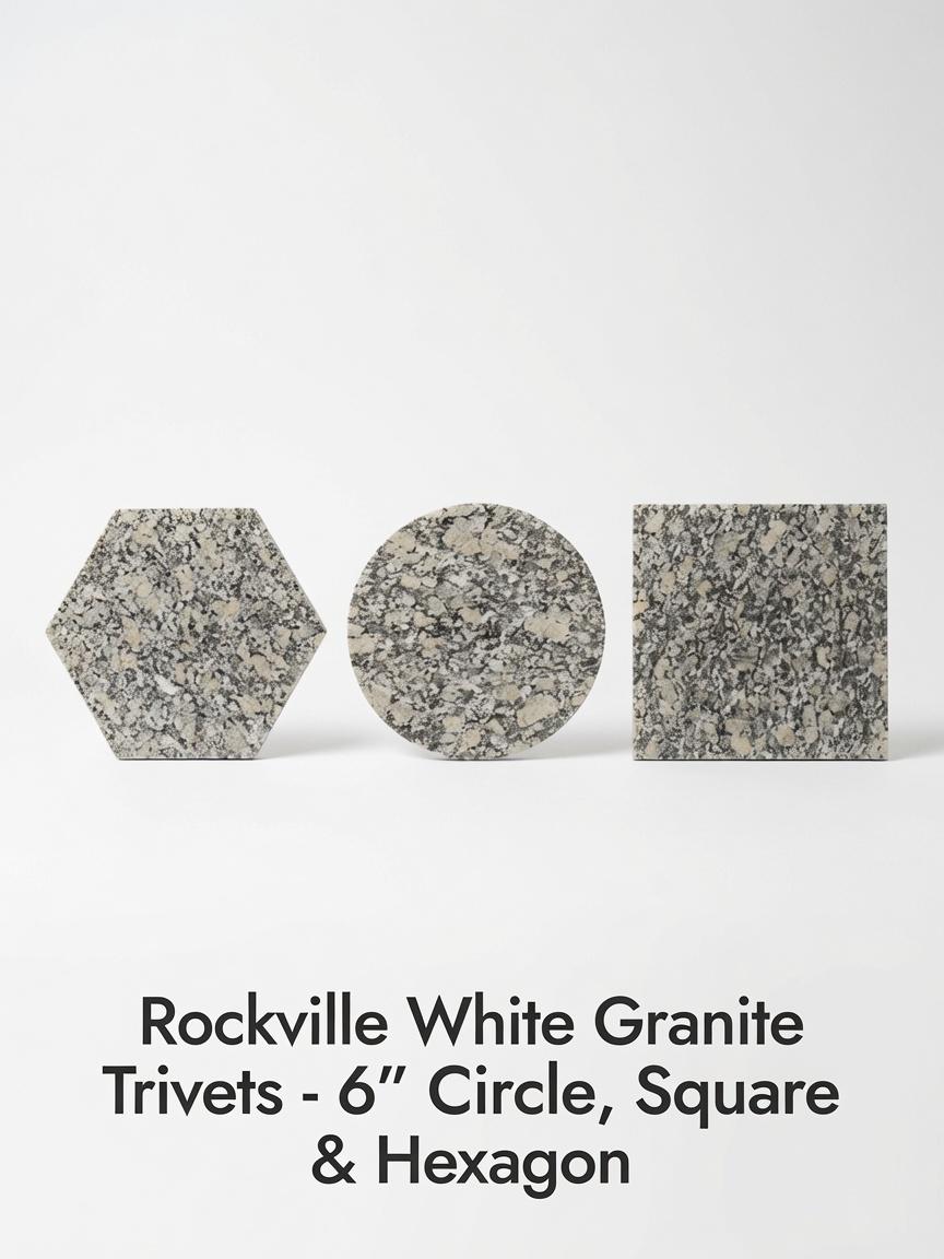Rockville White Granite Trivets,  Hot plate. Perfect to protect your table from hot pots 6" circle, square, or hexagon. Free Shipping