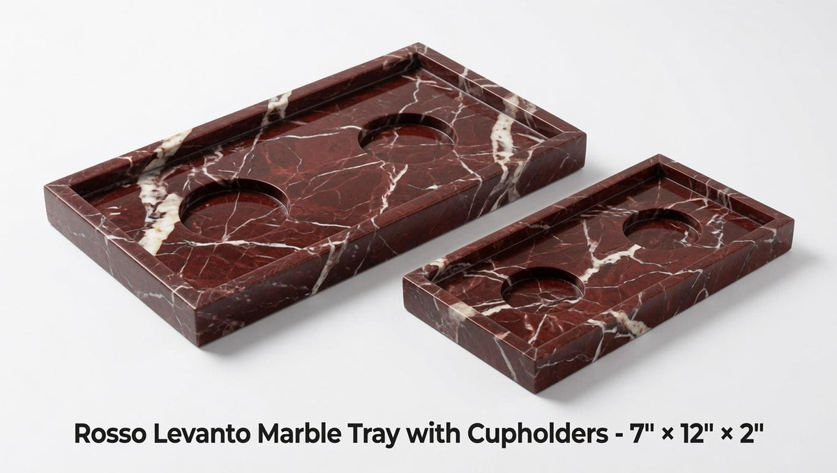Handmade Marble/ Granite Tray With cupholders cut into the stone 7" × 12" height 2", available in a variety of stone colors FREE SHIPPING