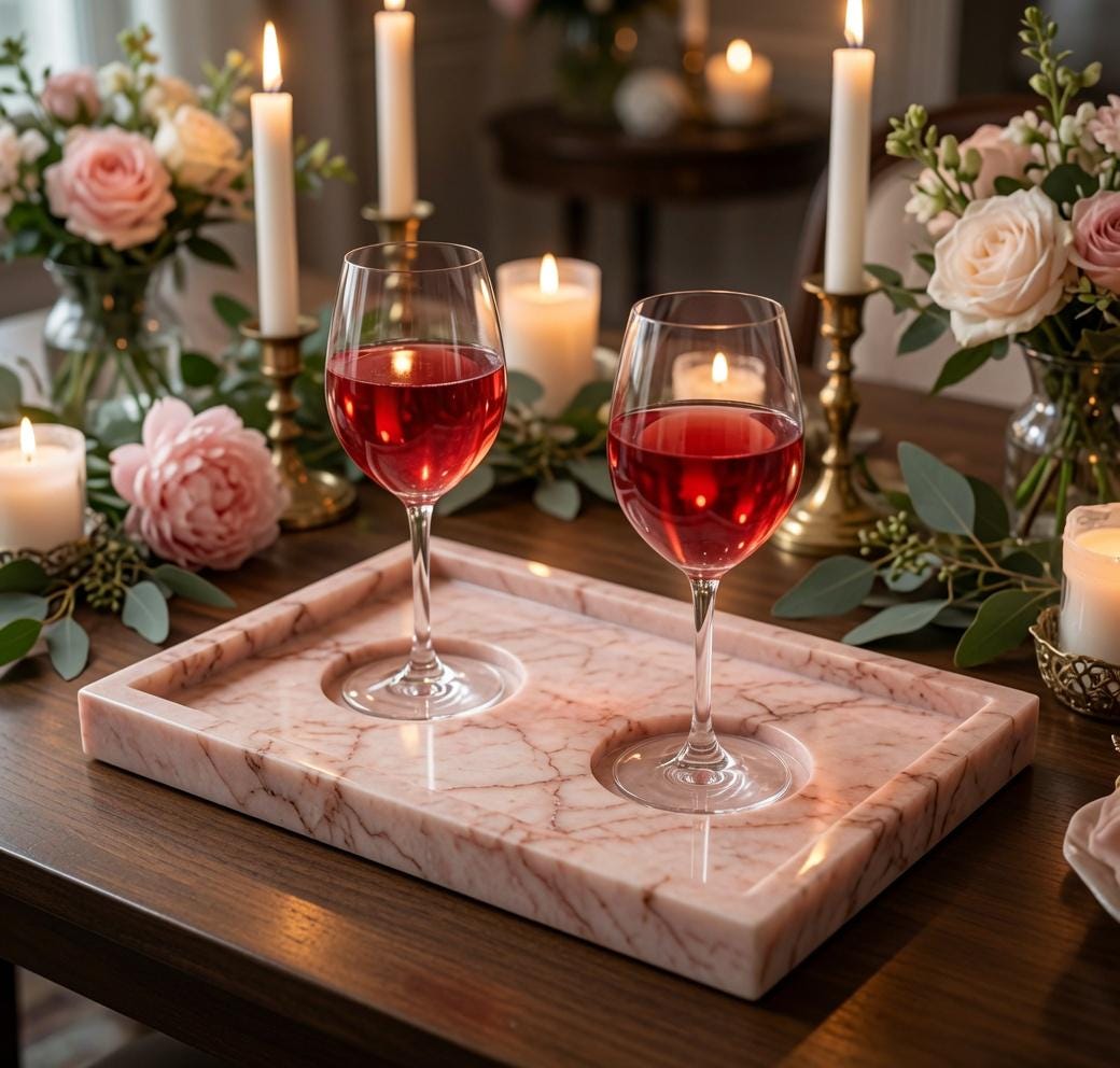 Handmade Marble/ Granite Tray With cupholders cut into the stone 7" × 12" height 2", available in a variety of stone colors FREE SHIPPING
