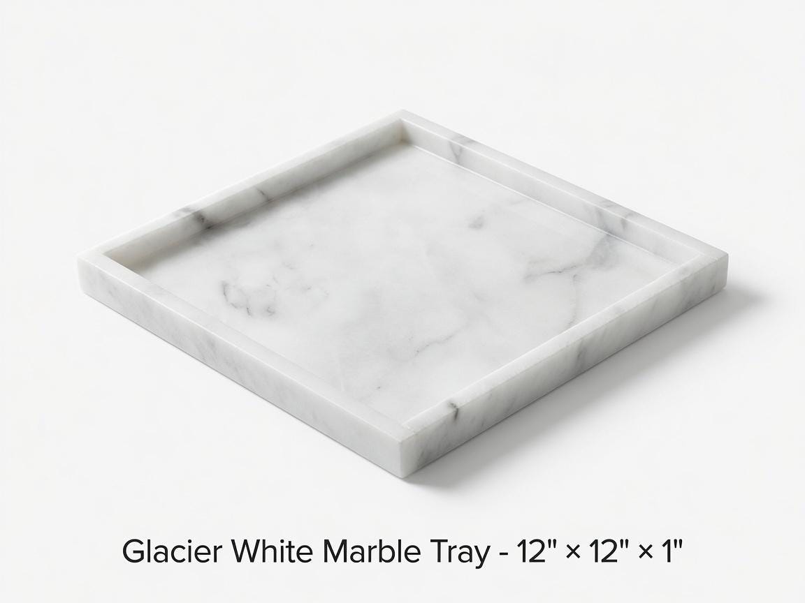 Handmade Glacier White Marble Tray 12" × 12" x 1"(height), Free Shipping Beautiful perfect for a centerpiece a great housewarming gift.