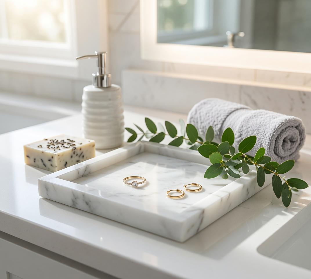 Handmade Calacatta Gold Marble Tray 6" × 6" height 1", perfect for your nightstand, bathroom, or I use them as trinket tray. Free Shipping