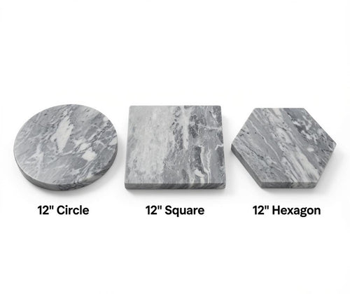 1" thick Bardiglio Gray marble Trivets 6",7",8",9",10",11",12",13",14",15",16" available in a variety of shapes